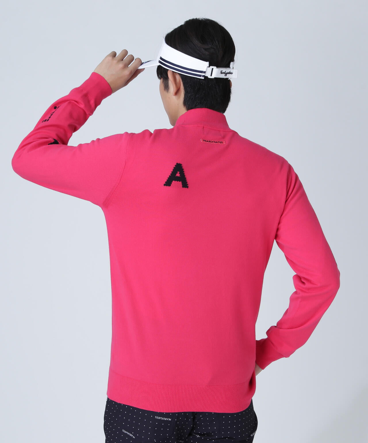 12G部分ジャガードカシミヤタッチコットンハイネックニットプルオーバー