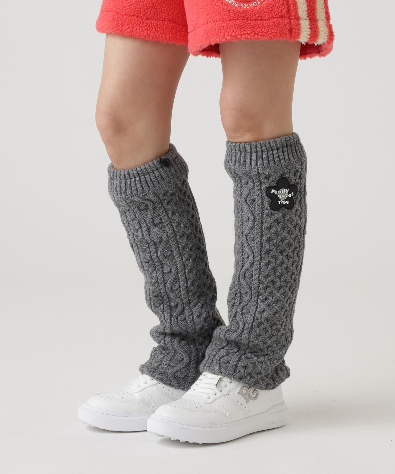 フラワーワッペンアラン編みニットレッグウォーマー (LADIES)