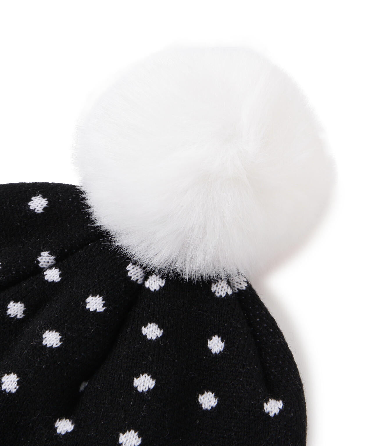 フェイクファー梵天付きミニドットニットワッチ (LADIES)