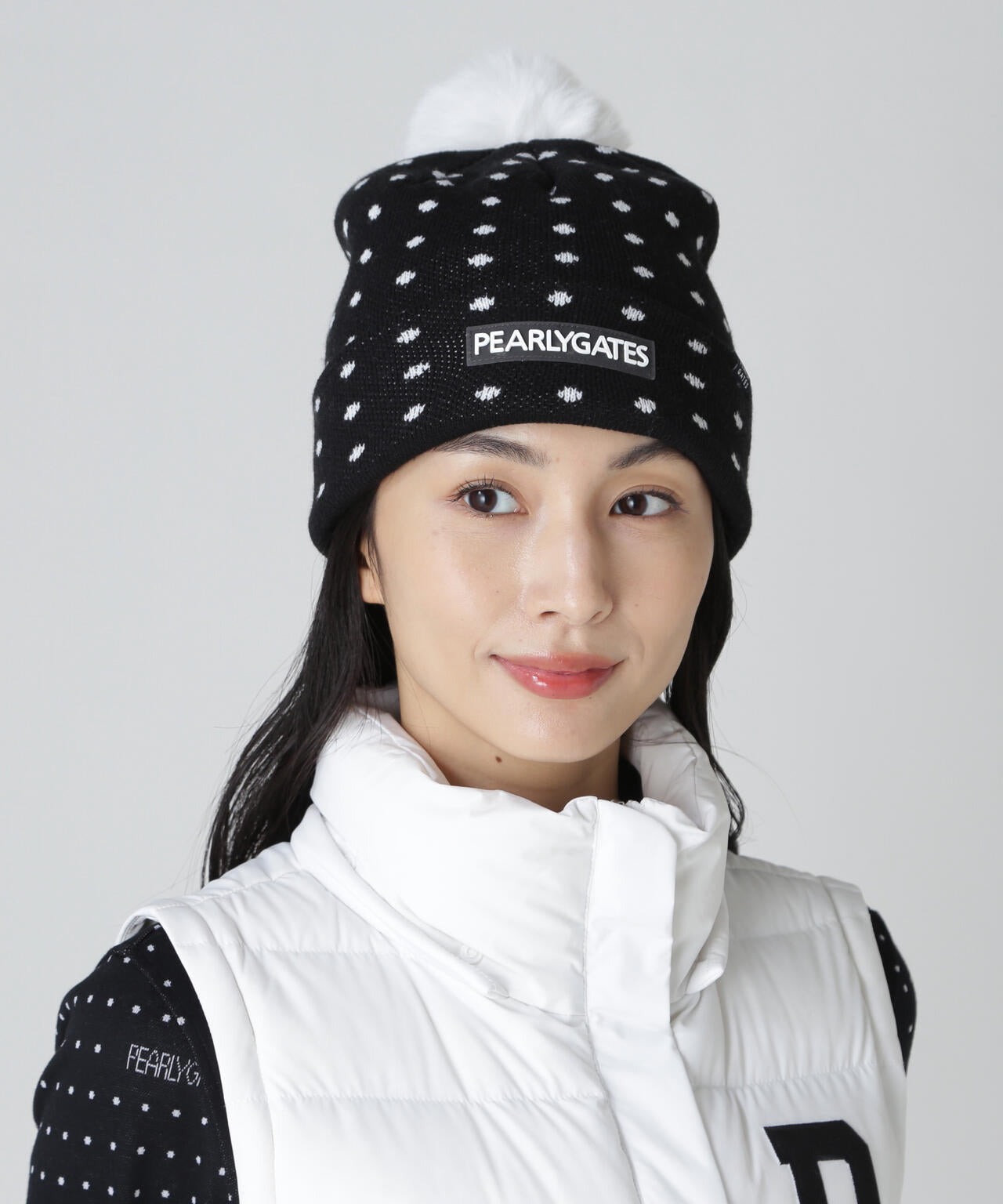 フェイクファー梵天付きミニドットニットワッチ (LADIES)