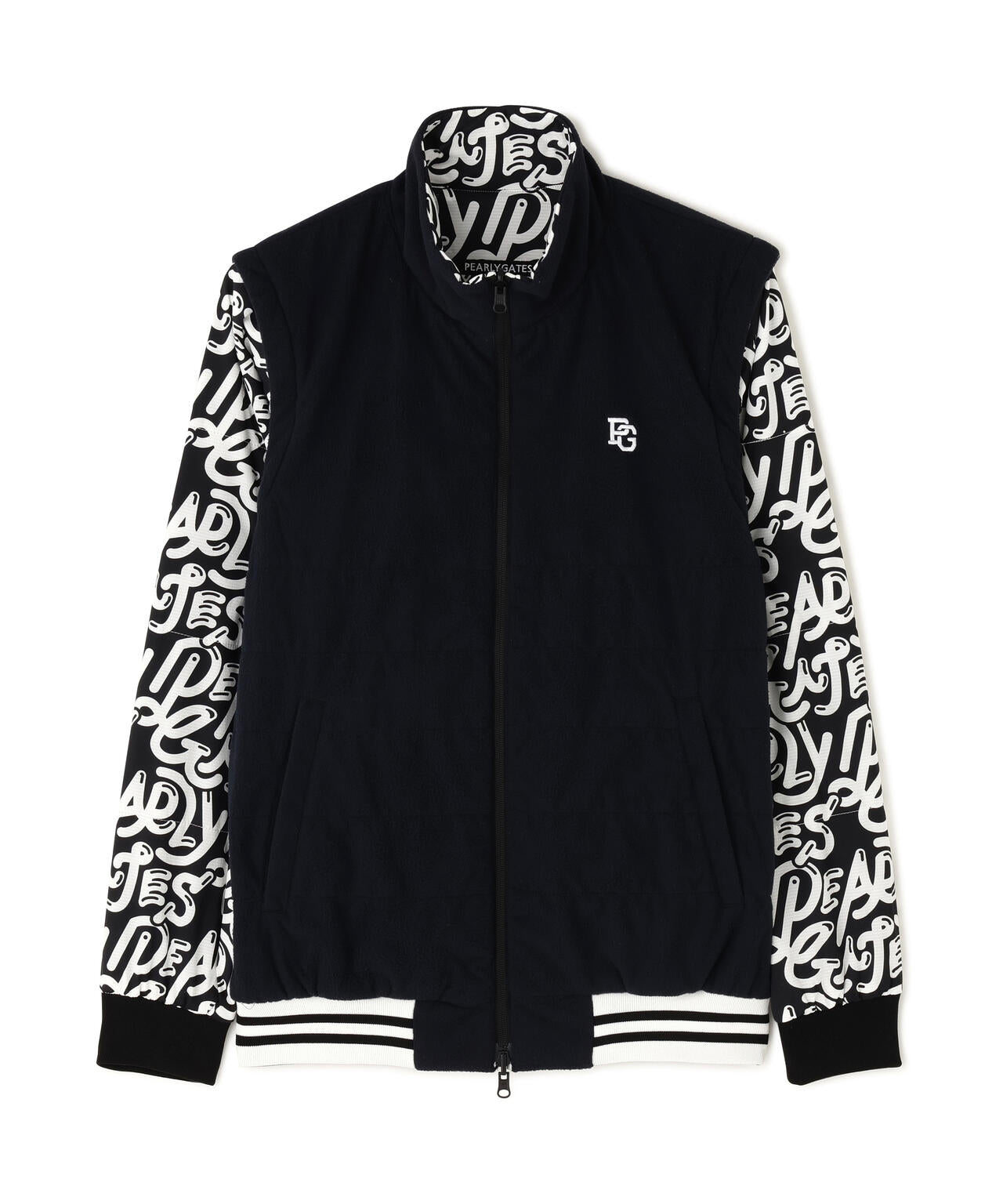 Nyストレッチリップストップ×超KARUISHI中綿リバーシブルスタンドブルゾン ＜ぷにぷにロゴ柄＞