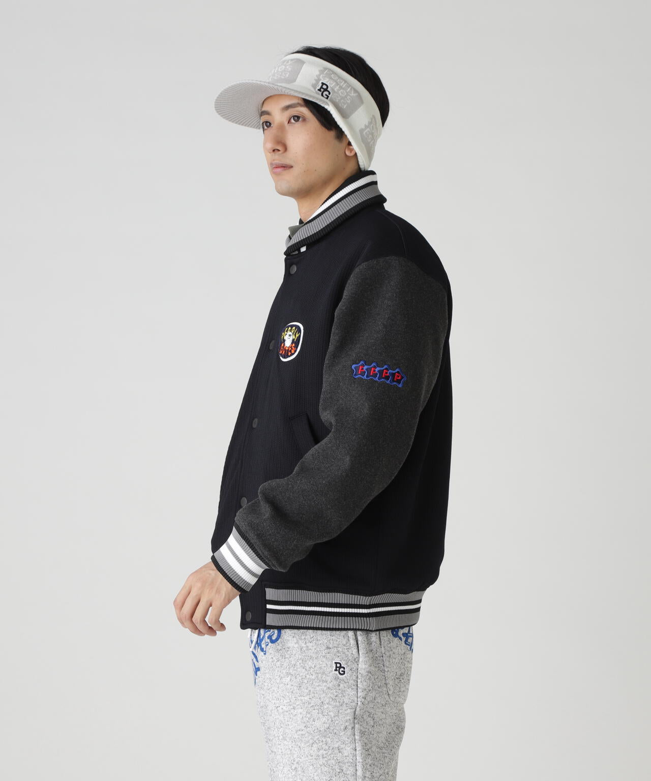 PeストレッチヘリンボーンJQ裏起毛スタジャン