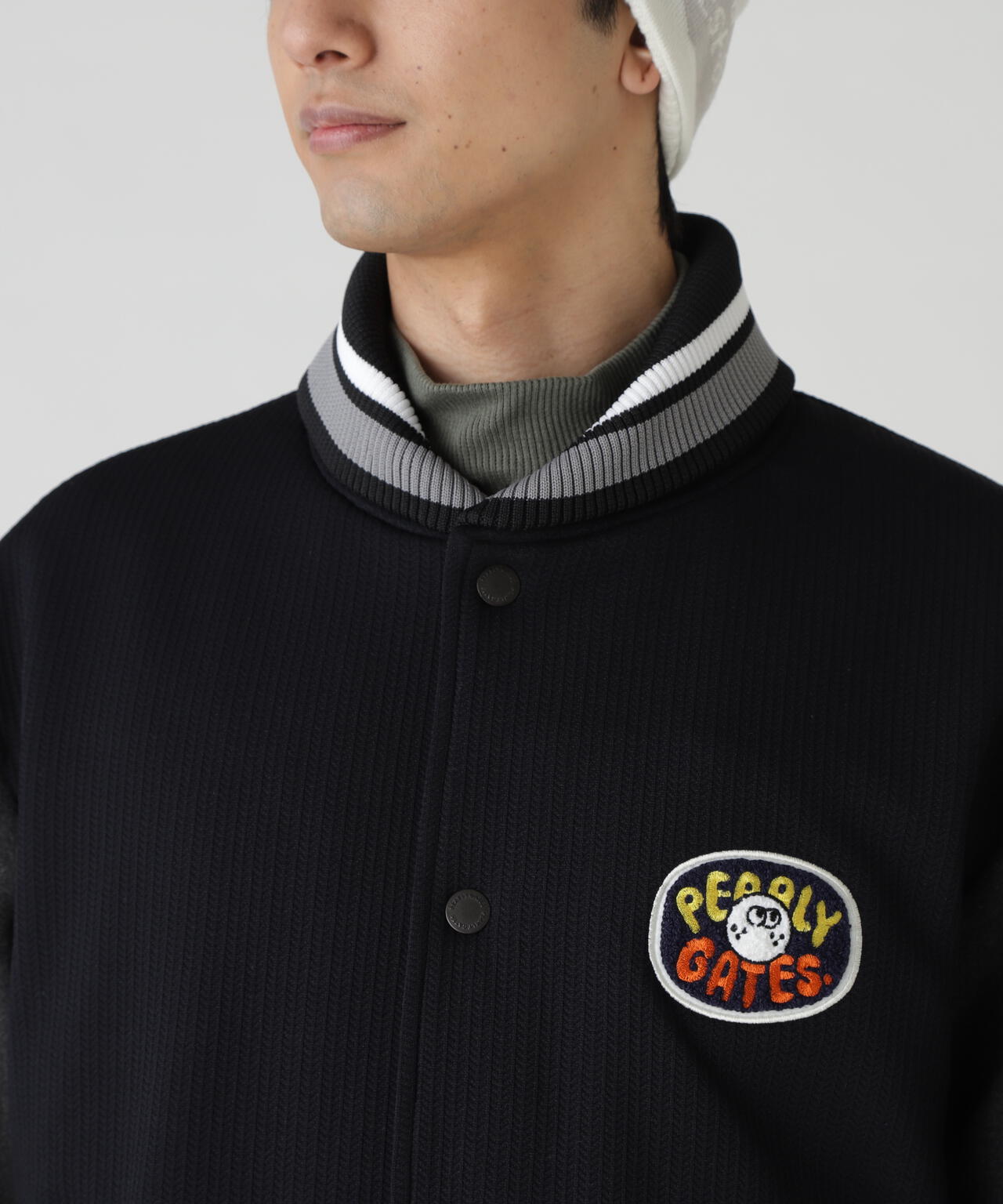 PeストレッチヘリンボーンJQ裏起毛スタジャン