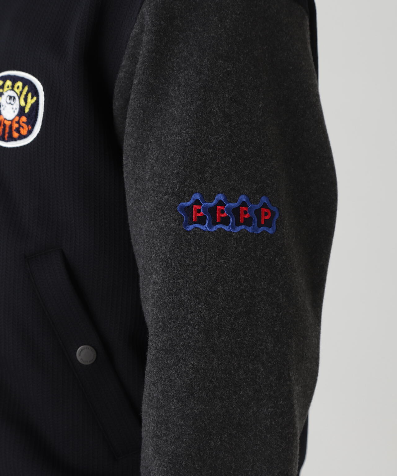 PeストレッチヘリンボーンJQ裏起毛スタジャン