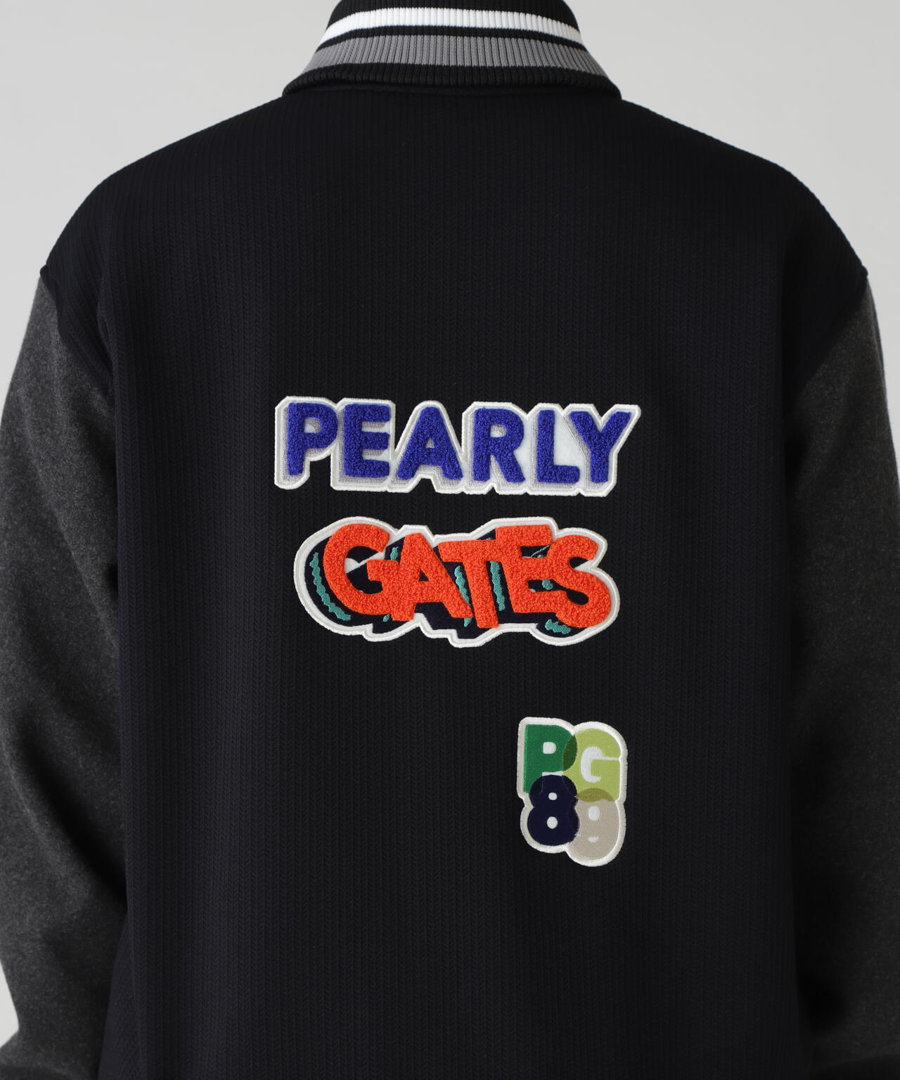PEARLY GATES スタジャン ブラック PeストレッチヘリンボーンJQ裏起毛スタジャン | PEARLY GATES