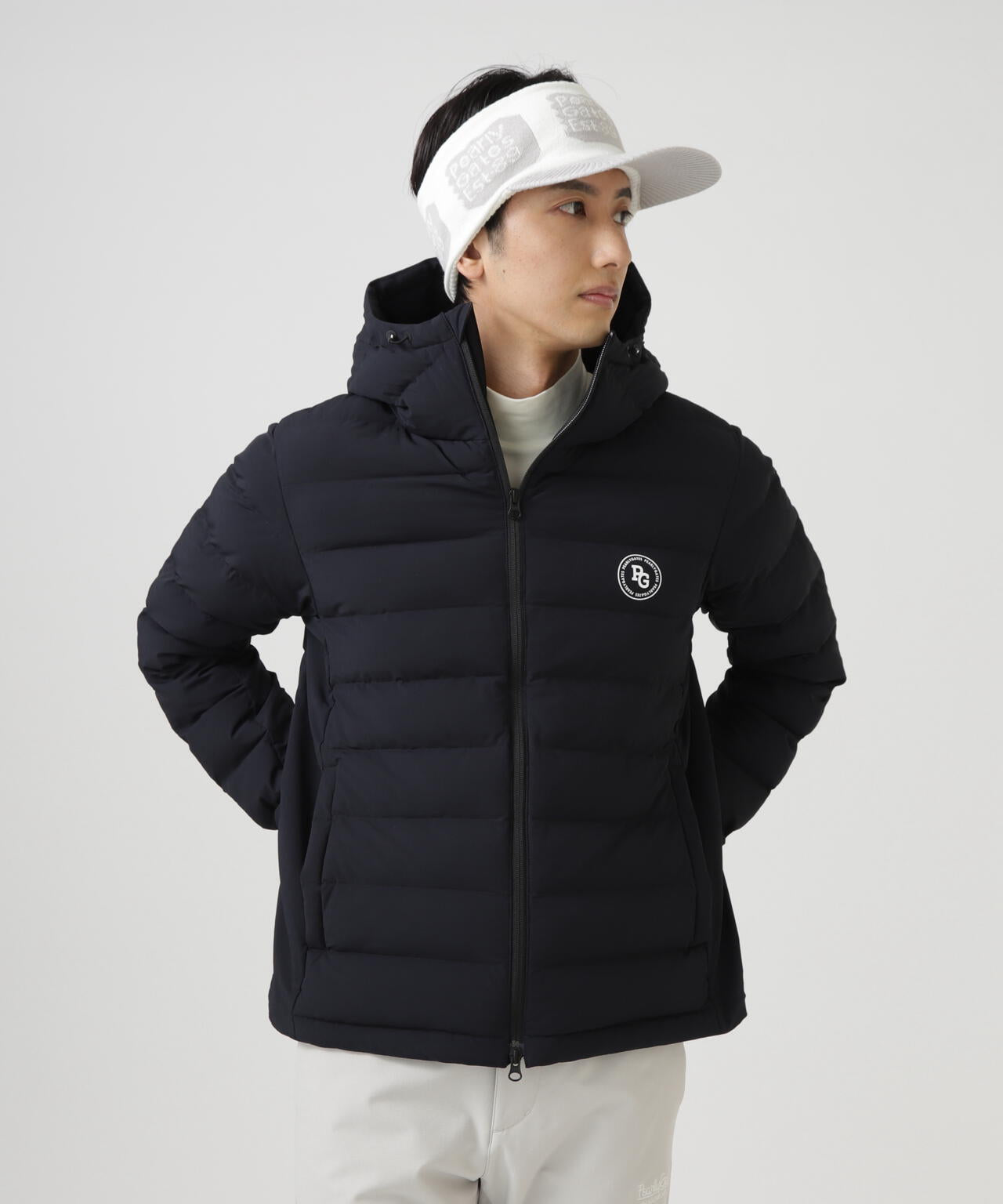 NyストレッチBIGリップストップ中綿フーディブルゾン | PEARLY GATES