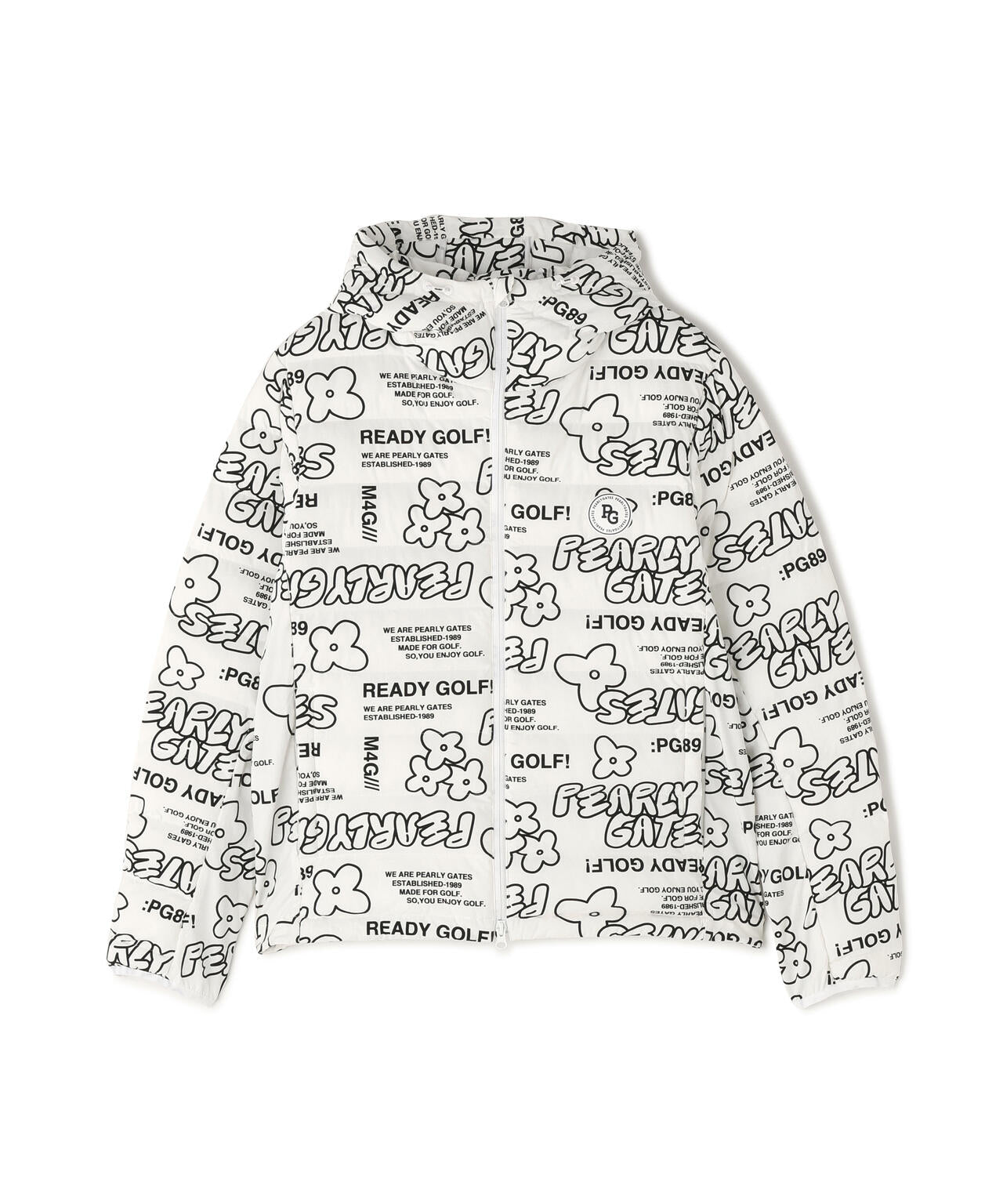 NyストレッチBIGリップストップ中綿フーディブルゾン ＜ストリート花柄