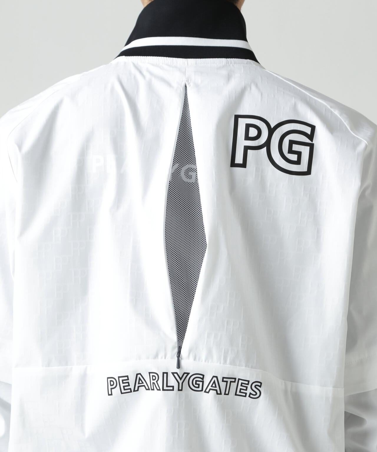PG is PG】 ロゴジャガードポリエステルタフタジップアップブルゾン