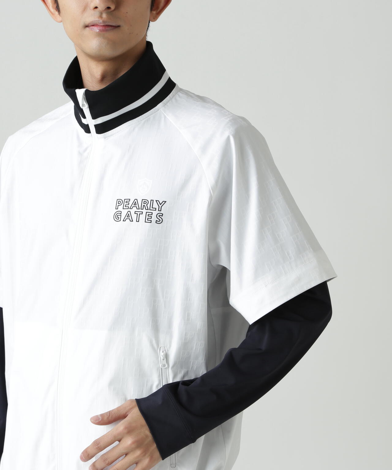 PG is PG ロゴジャガードポリエステルタフタジップアップブルゾン