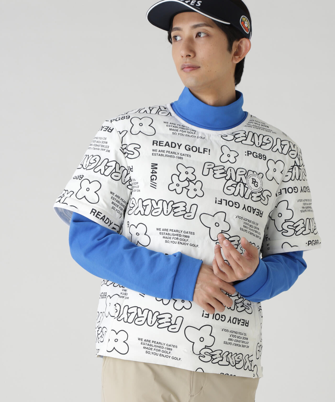 【PEARLY GATES】ストレッチ リップストップ レイン ジャケット NyストレッチBIGリップストップ中綿2WAYスニードジャック ＜ロゴ×花柄