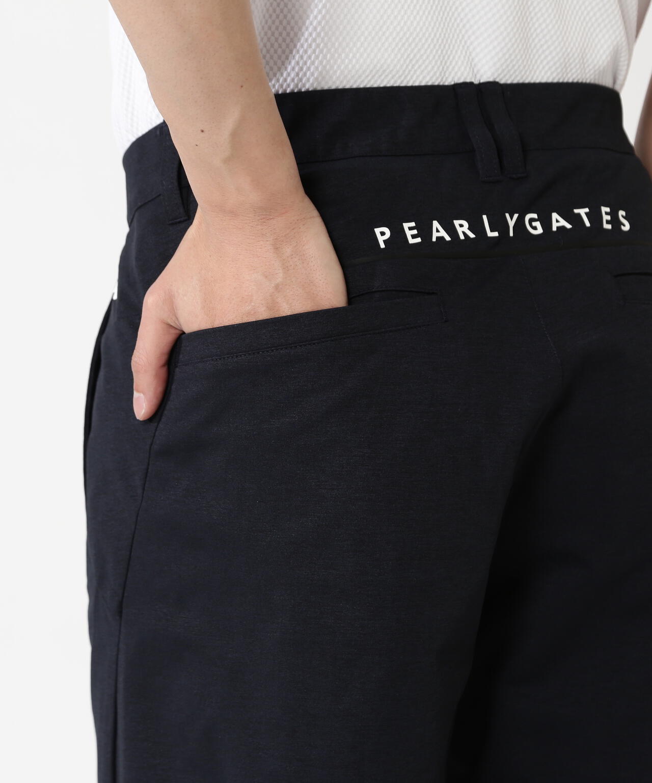 【ブラック】メランジハイパーストレッチショートパンツ Peカチオンメランジ天竺ショートパンツ | PEARLY GATES（パーリー