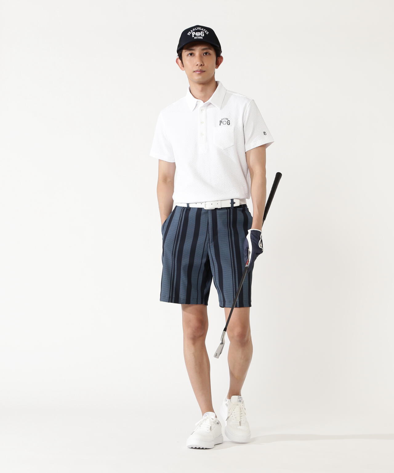 パーリーゲイツストライプロゴベアJQトップスサイズ0 ストライプPeストレッチドビーショートパンツ | PEARLY GATES