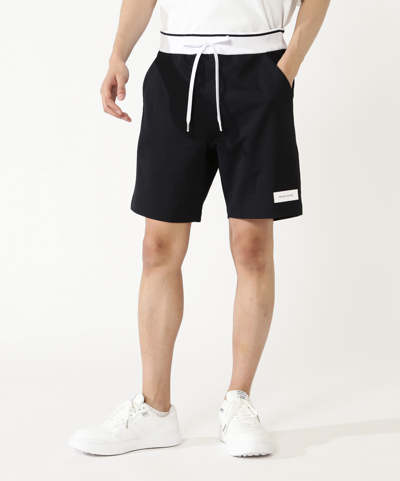 サッカーストライプ2WAYストレッチショートパンツ［Relaxシルエット