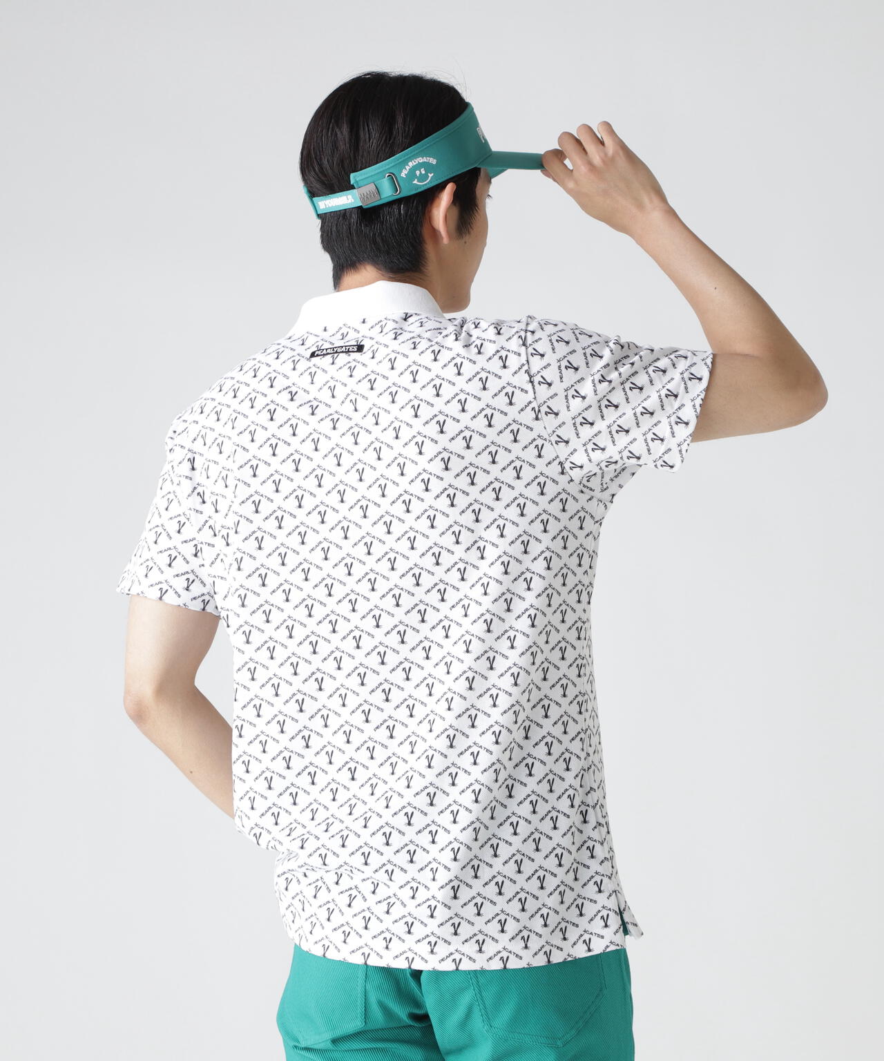 ロゴうさぎアーガイル柄プリント ベアカノコ半袖ポロシャツ