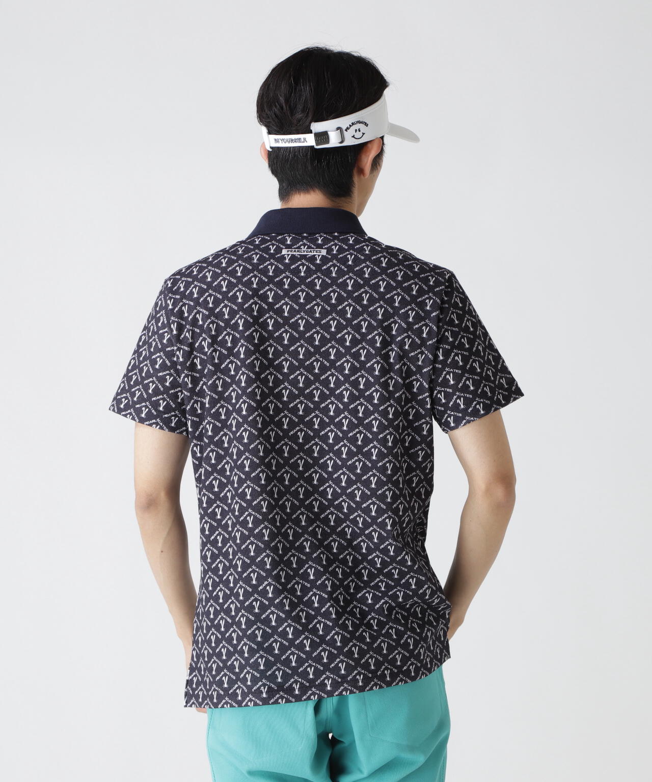 ロゴうさぎアーガイル柄プリント ベアカノコ半袖ポロシャツ