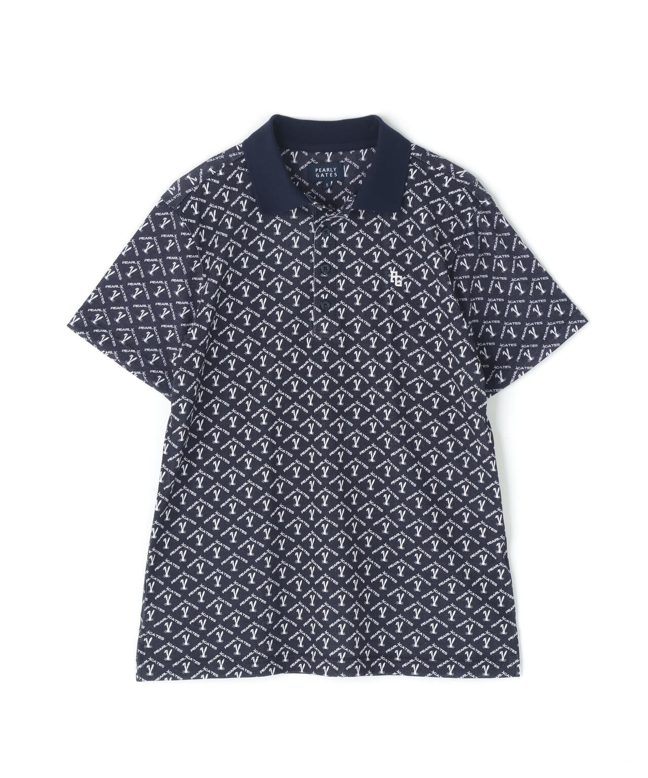 ロゴうさぎアーガイル柄プリント ベアカノコ半袖ポロシャツ