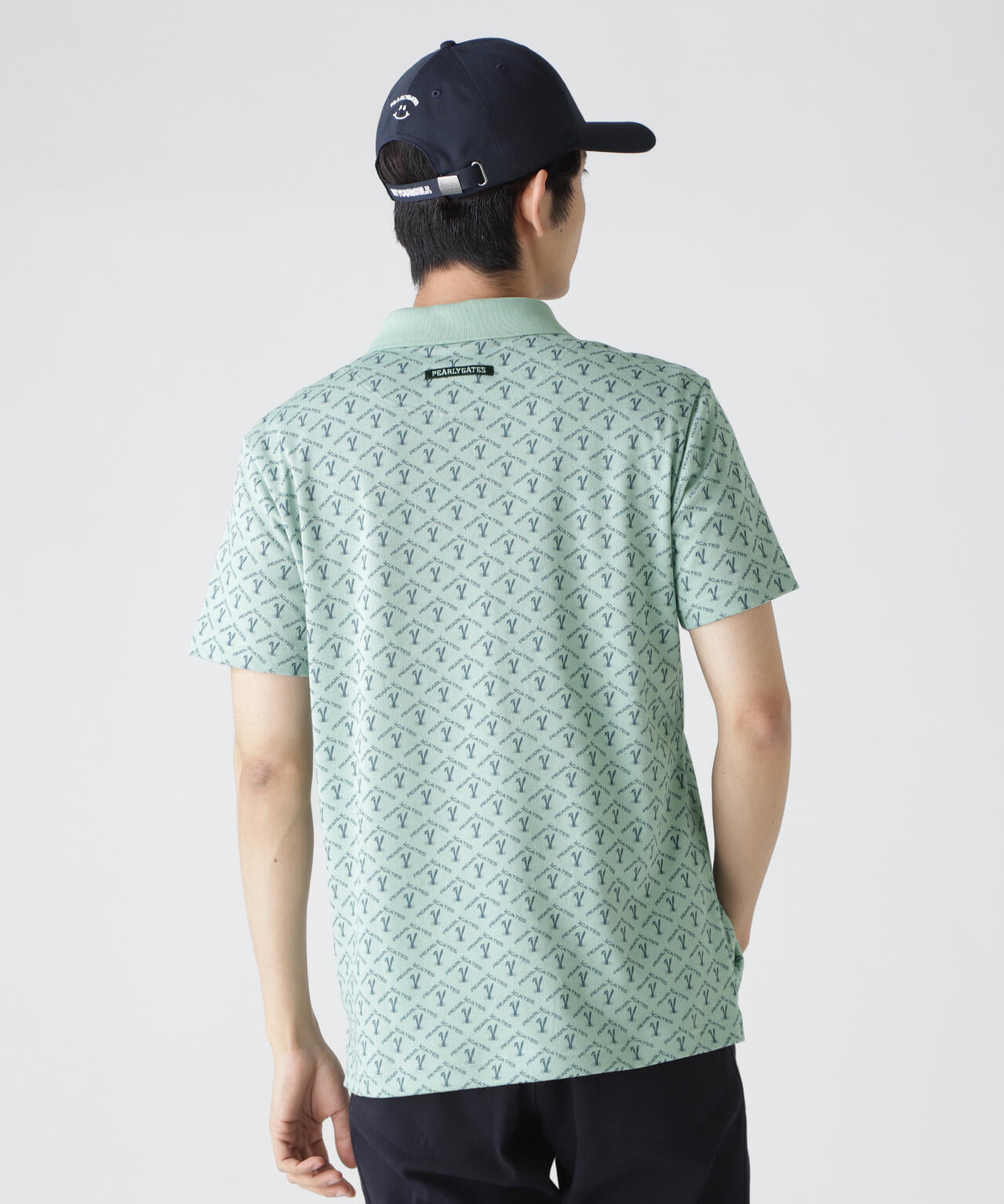 ロゴうさぎアーガイル柄プリント ベアカノコ半袖ポロシャツ