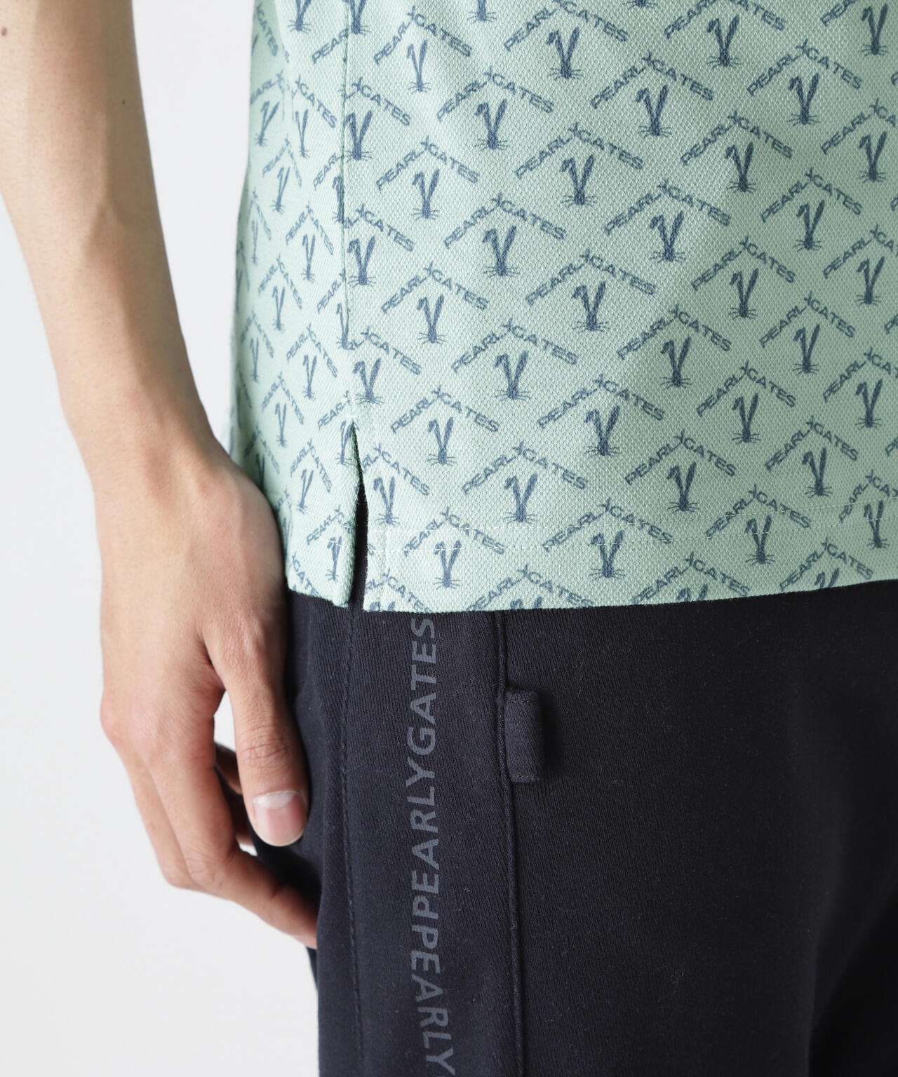 ロゴうさぎアーガイル柄プリント ベアカノコ半袖ポロシャツ