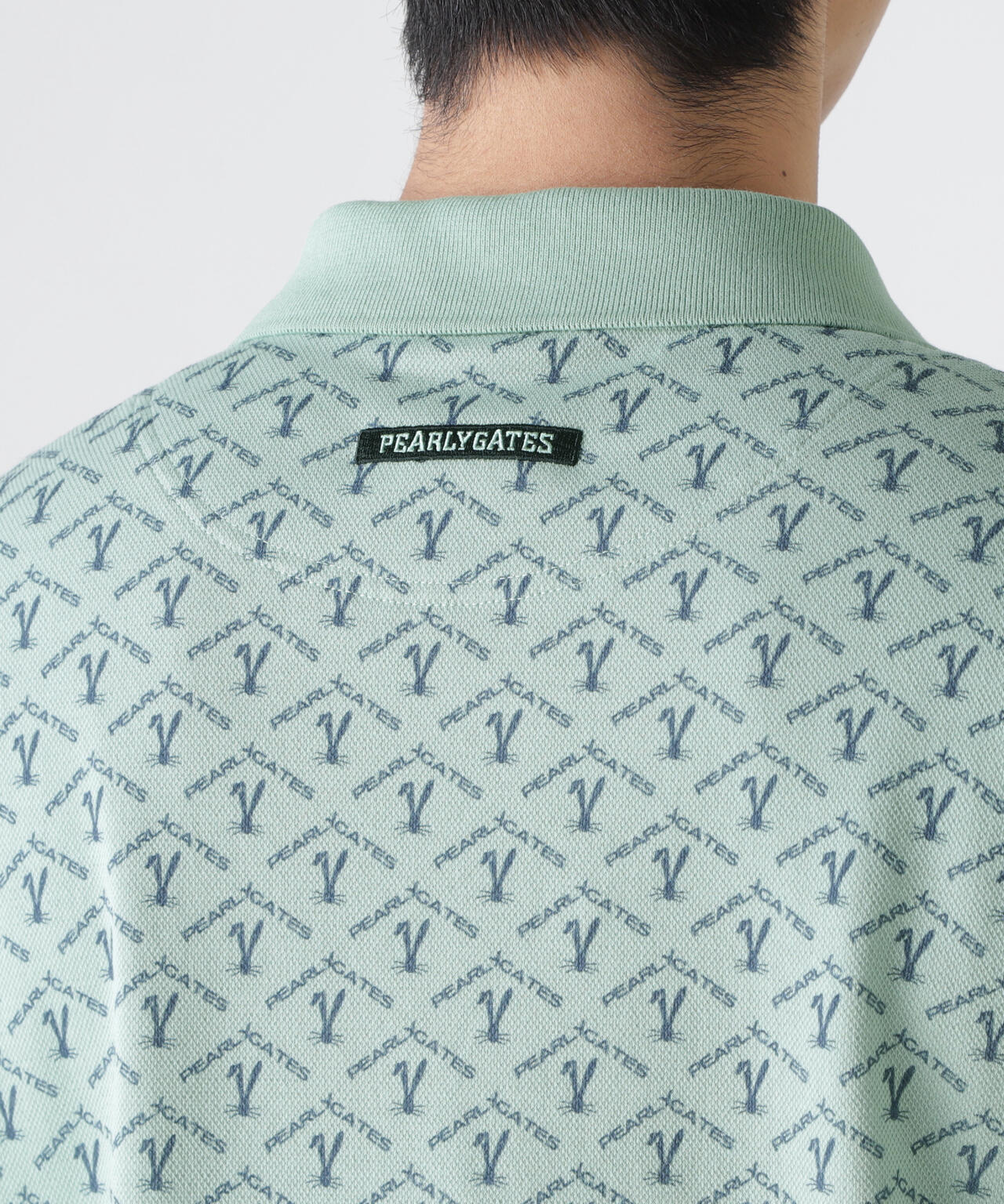 ロゴうさぎアーガイル柄プリント ベアカノコ半袖ポロシャツ