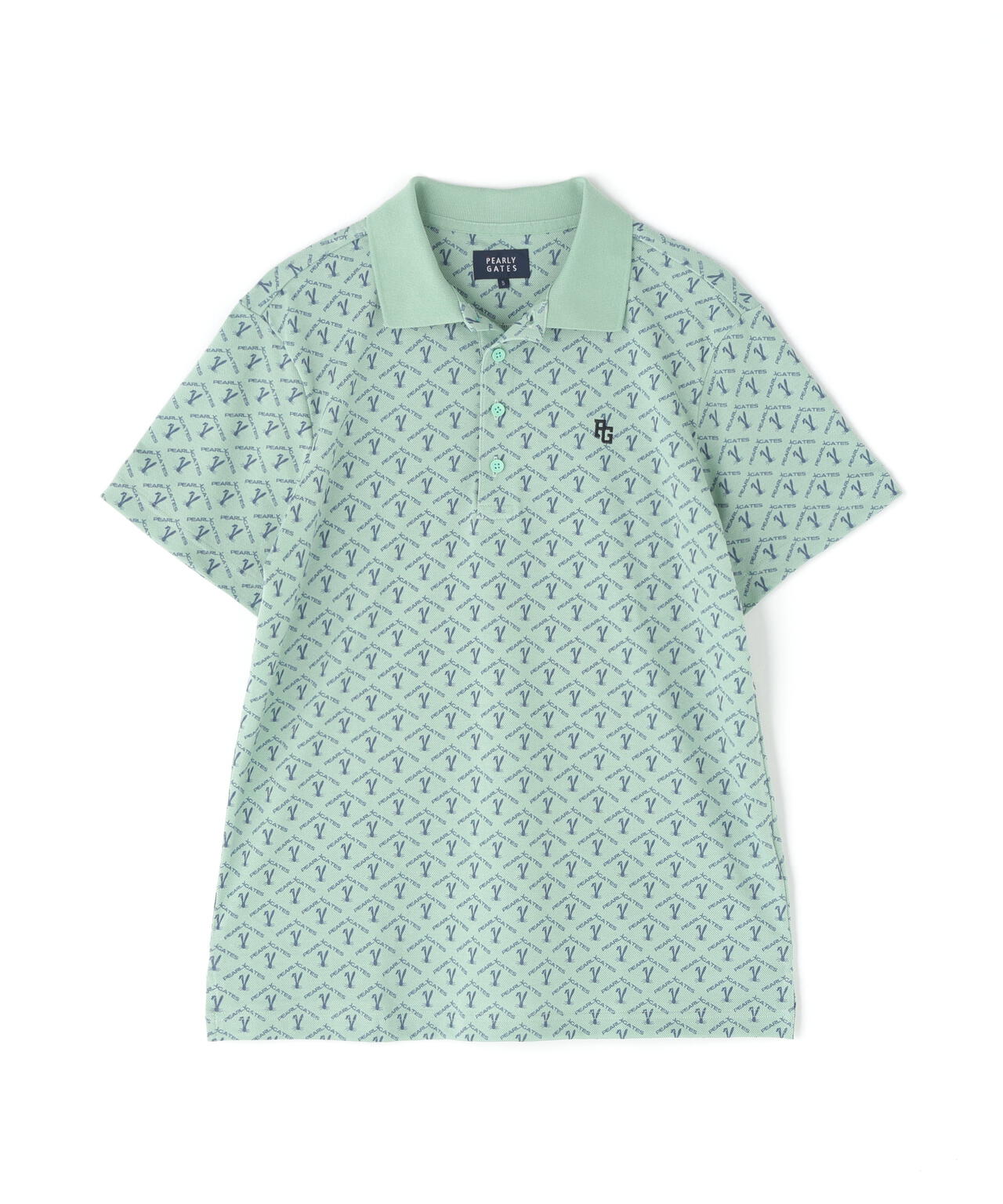 ロゴうさぎアーガイル柄プリント ベアカノコ半袖ポロシャツ