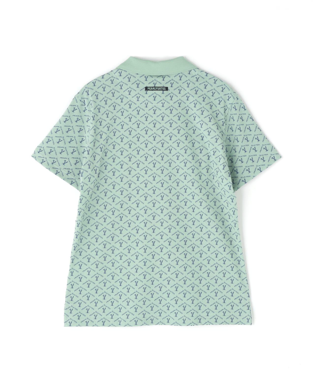 ロゴうさぎアーガイル柄プリント ベアカノコ半袖ポロシャツ