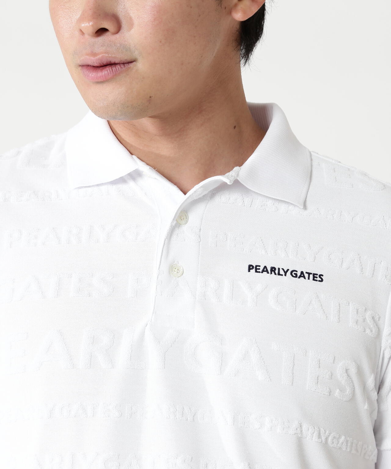 ⭐️PEARLY GATES ポロシャツ サイズ7 ホワイト パイルジャガード半袖ポロシャツ | PEARLY GATES（パーリーゲイツ