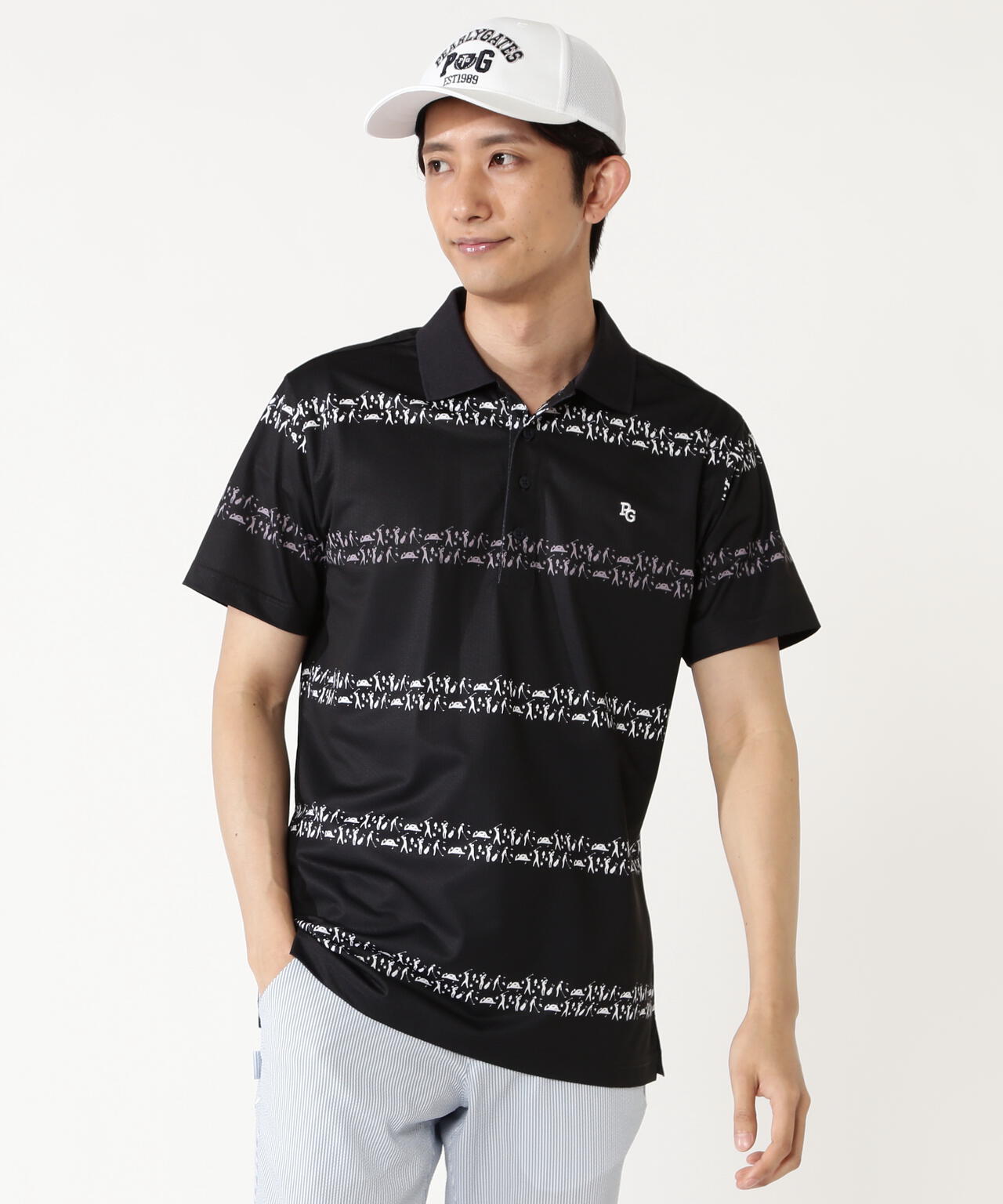 ゴルファーボーダー柄シャークツイル半袖ポロシャツ | PEARLY GATES