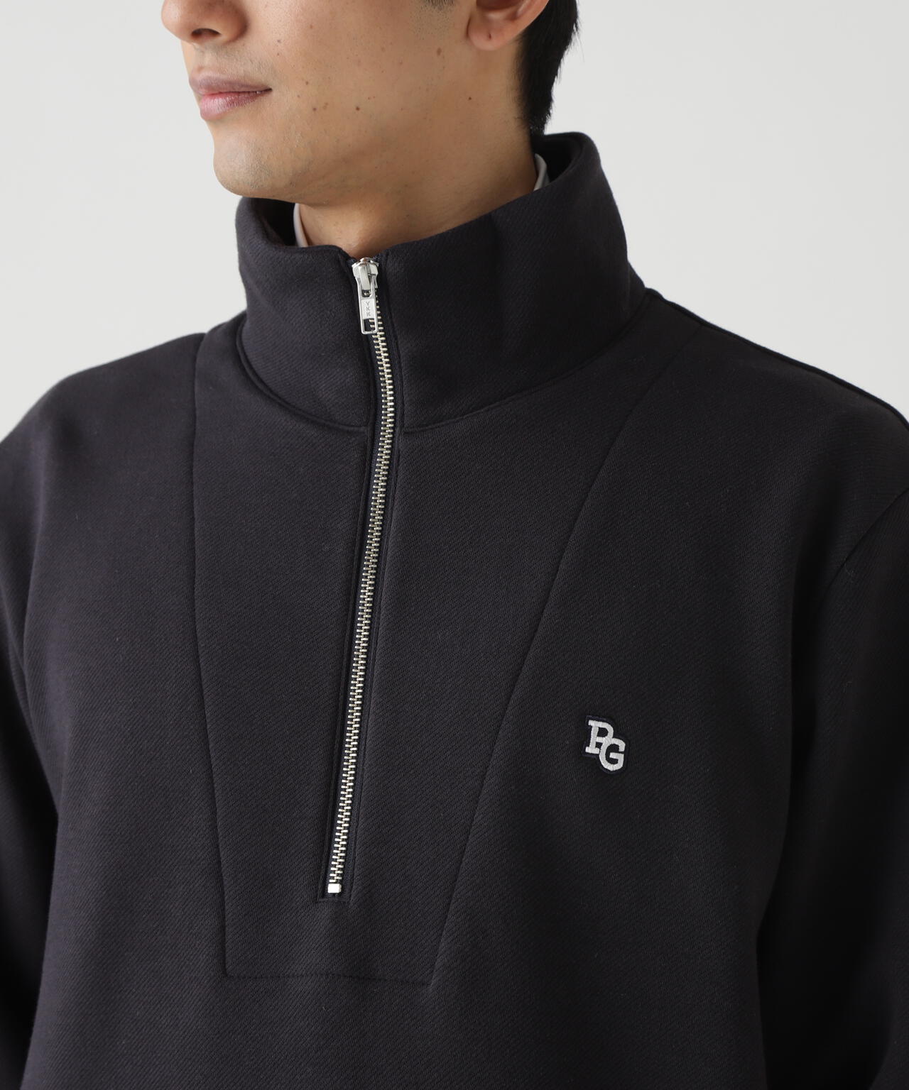 ツイル裏毛スウェットハーフジップアップ