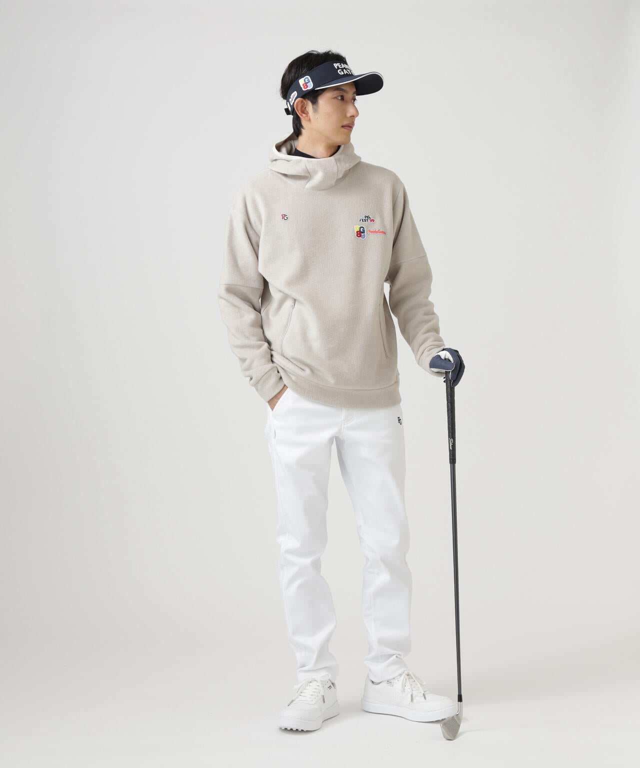 レーヨンブレンドストレッチフリースフーディプルオーバー