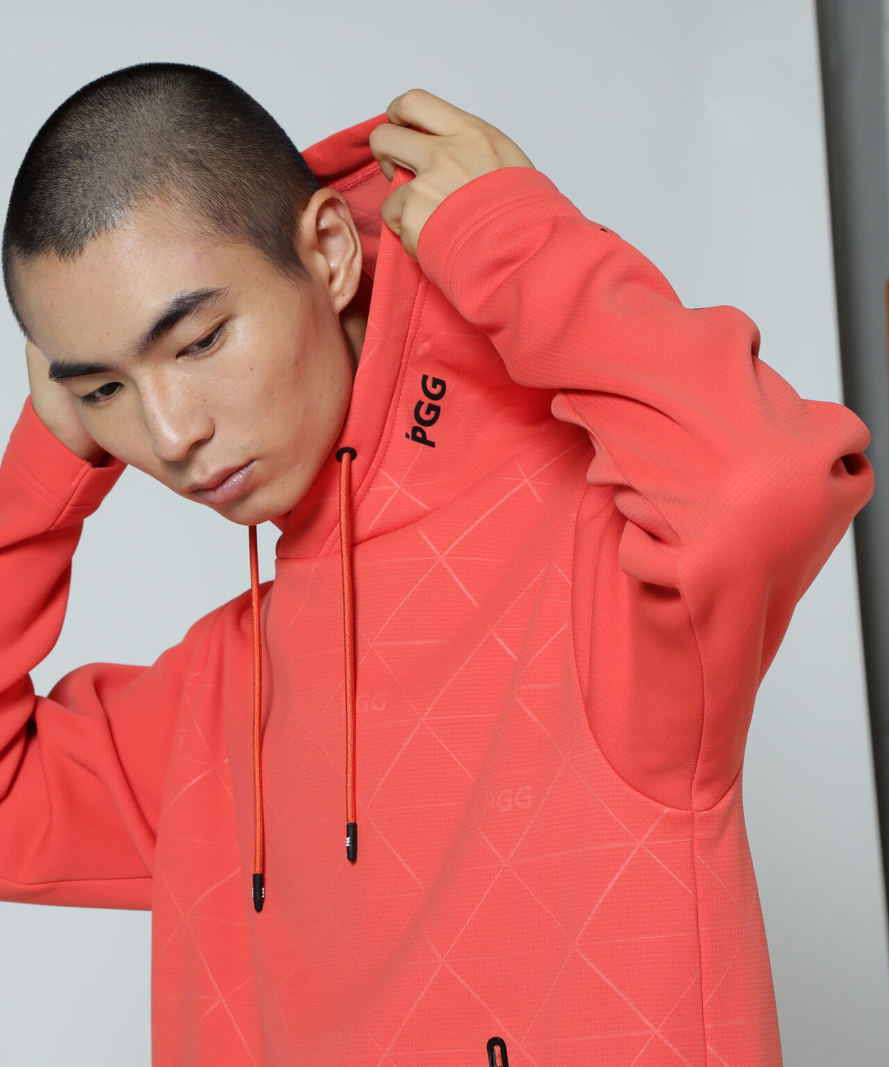 パーリーゲイツ　ボア　ワンピース　オレンジ　ピンク　近年モデル PGG】ストレッチKARUISHIフーディプルオーバー (MENS) | PEARLY GATES