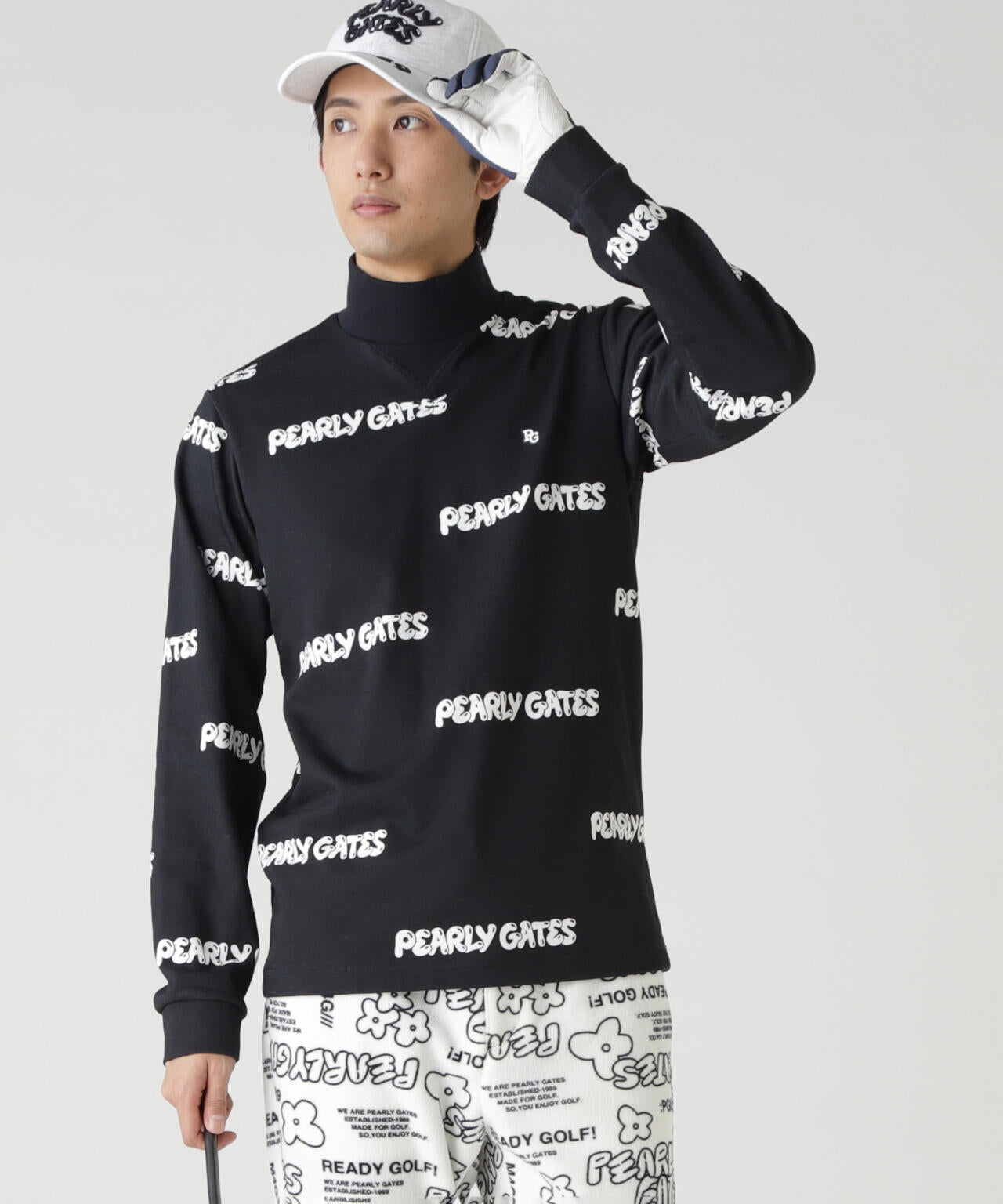 Cソロナ裏毛長袖ハイネックカットソー ＜ぷっくりロゴ柄＞ | PEARLY