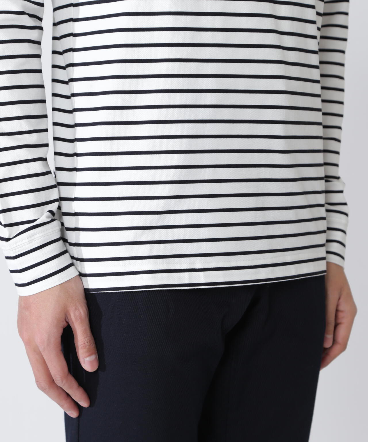 ベアカノコ長袖ハイネックカットソー ＜ボーダー柄＞