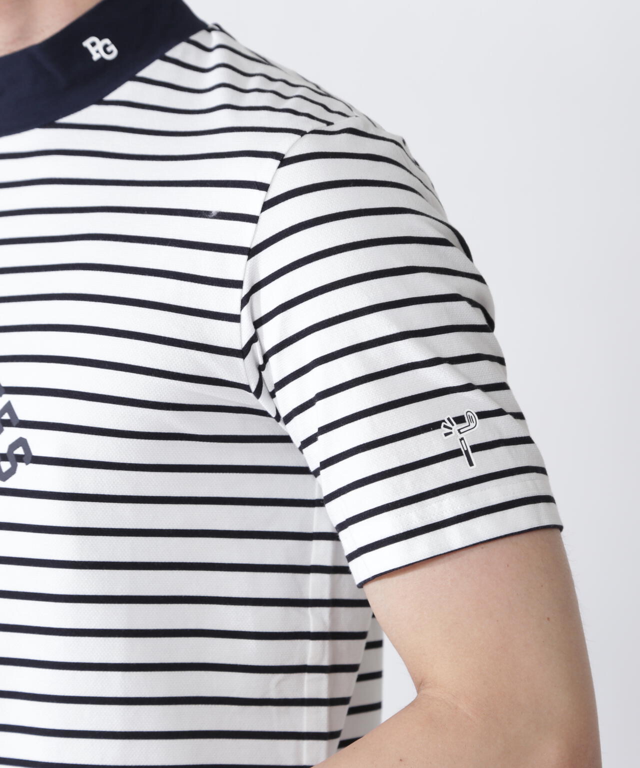 ベアカノコ半袖ハイネックカットソー ＜ボーダー柄＞