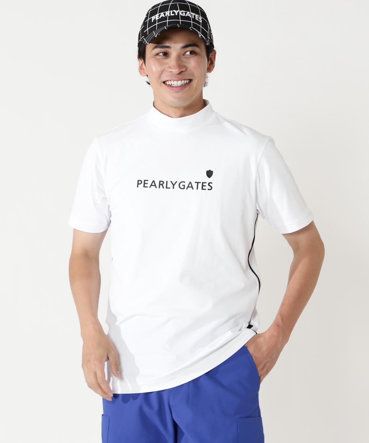 メッシュジャージ吸水速乾性UV半袖ハイネックカットソー | PEARLY