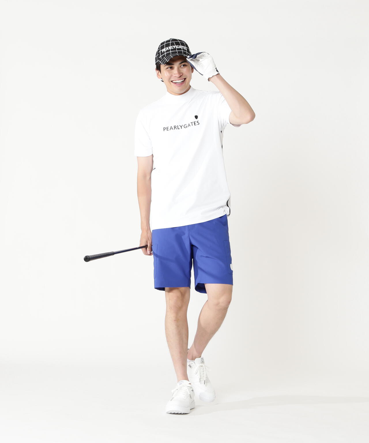 PEARLY GATES ポリエステルウエア サイズ5 メッシュジャージ吸水速乾性UV半袖ハイネックカットソー | PEARLY
