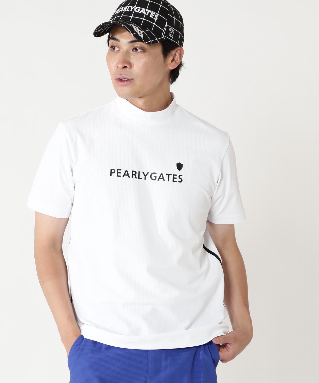 メッシュジャージ吸水速乾性UV半袖ハイネックカットソー | PEARLY