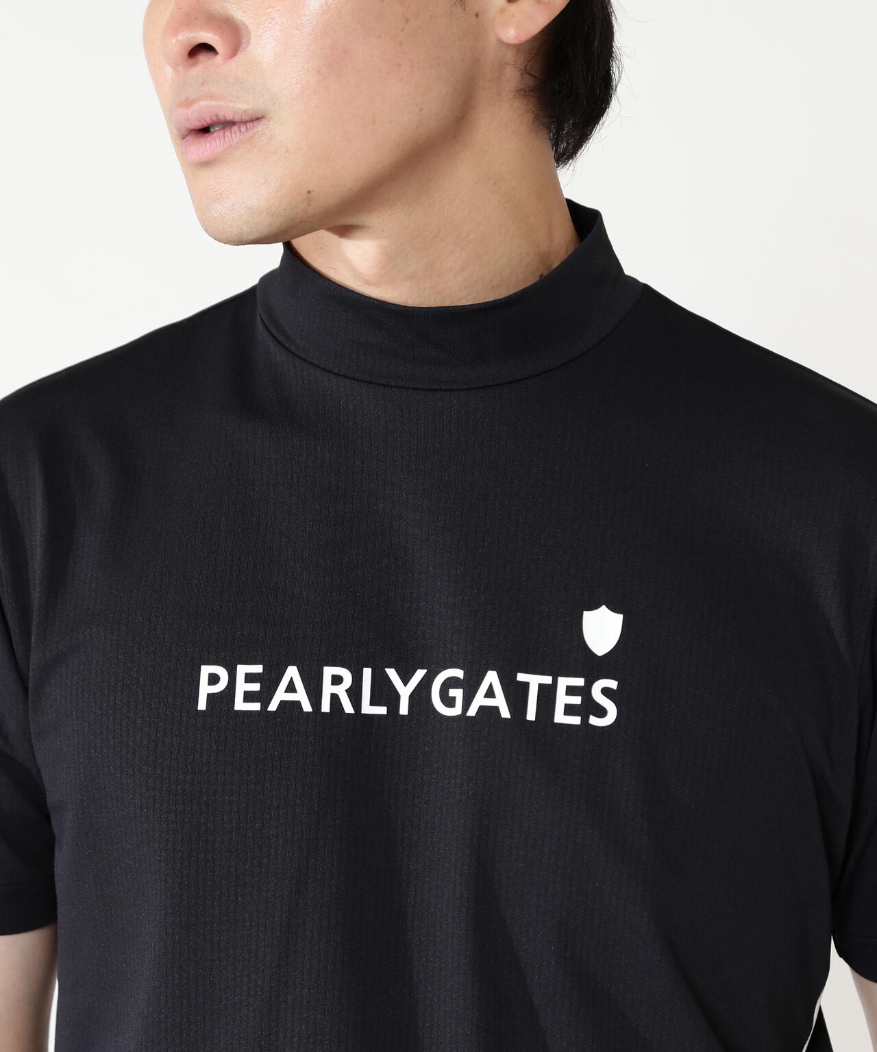 メッシュジャージ吸水速乾性UV半袖ハイネックカットソー | PEARLY