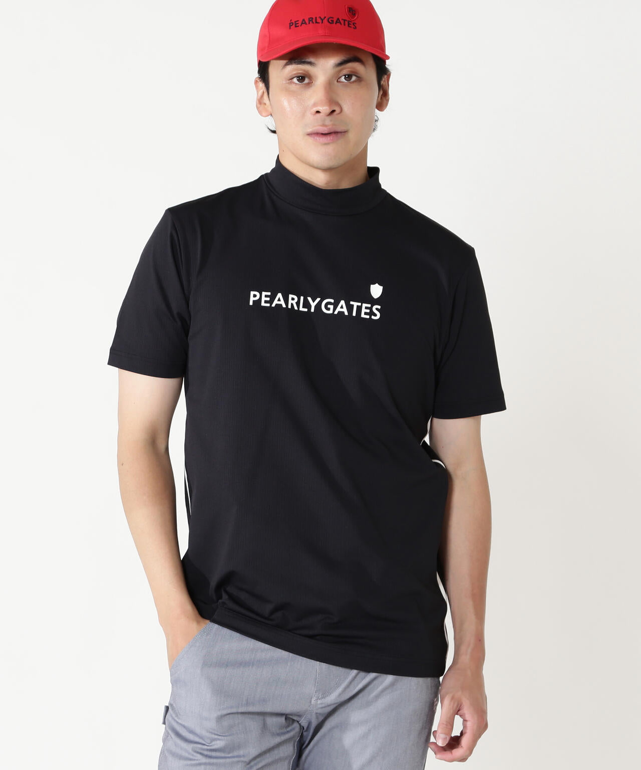 【新品タグなし】PEARLY GATES 半袖ハイネックカットソー6 XL LL メッシュジャージ吸水速乾性UV半袖ハイネックカットソー | PEARLY