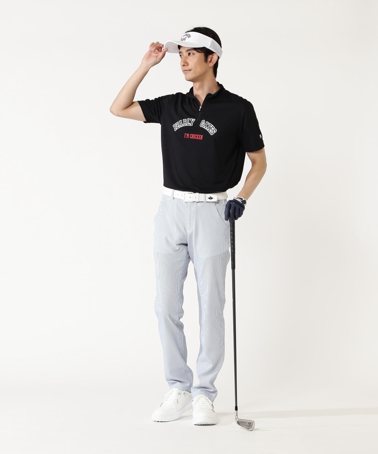 Peメッシュ半袖ハーフジップアップカットソー