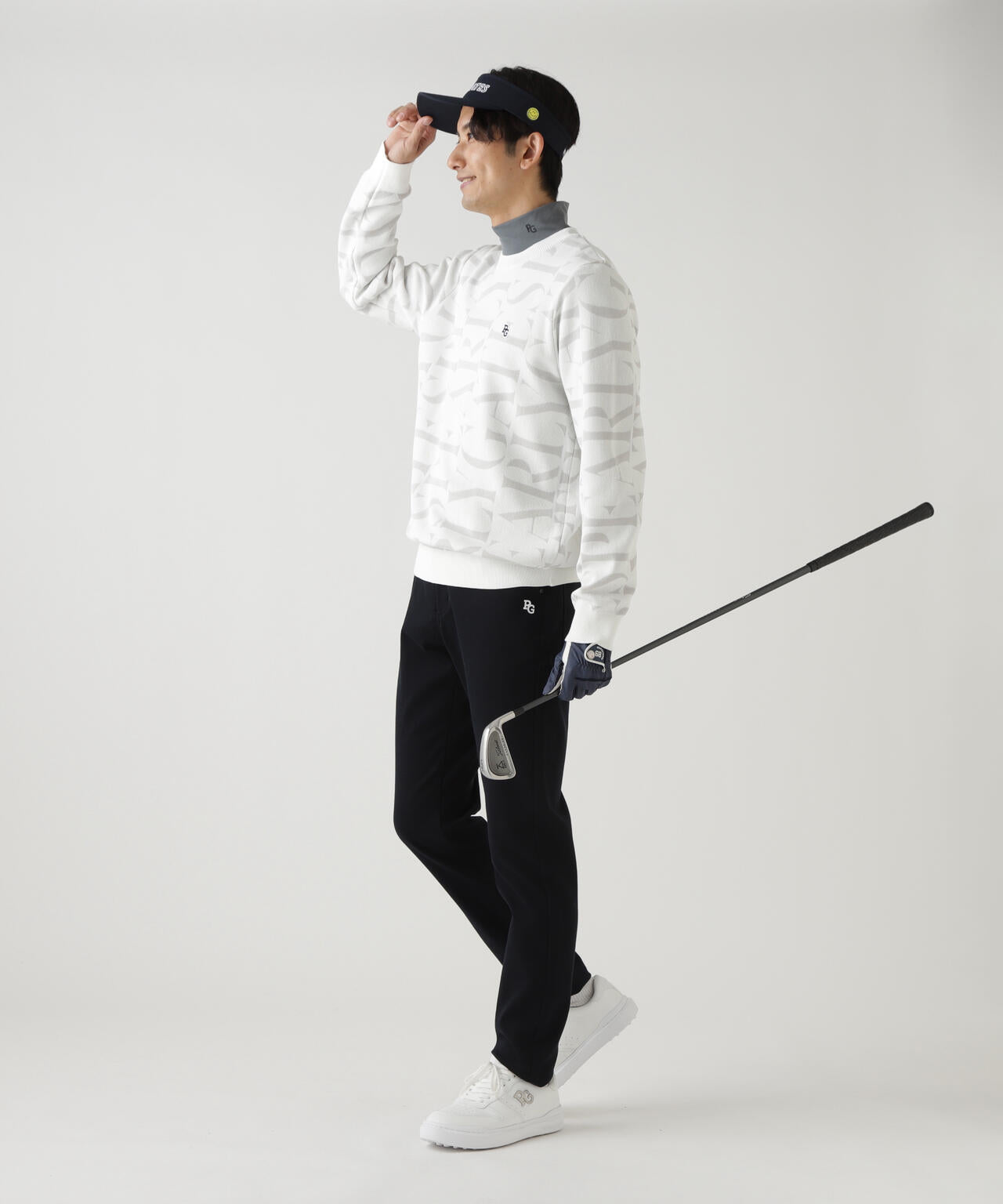 ダブルJQロゴ総柄クルーネックニットプルオーバー | PEARLY GATES