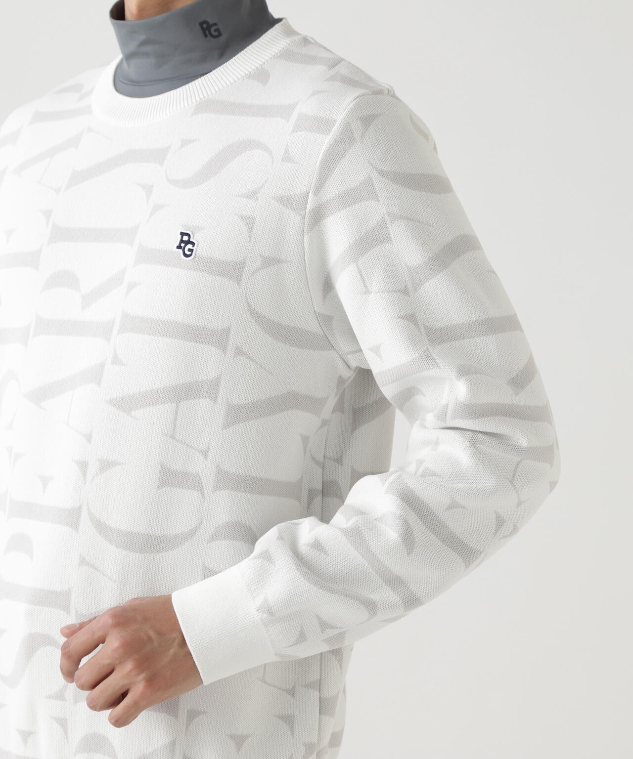 ダブルJQロゴ総柄クルーネックニットプルオーバー | PEARLY GATES