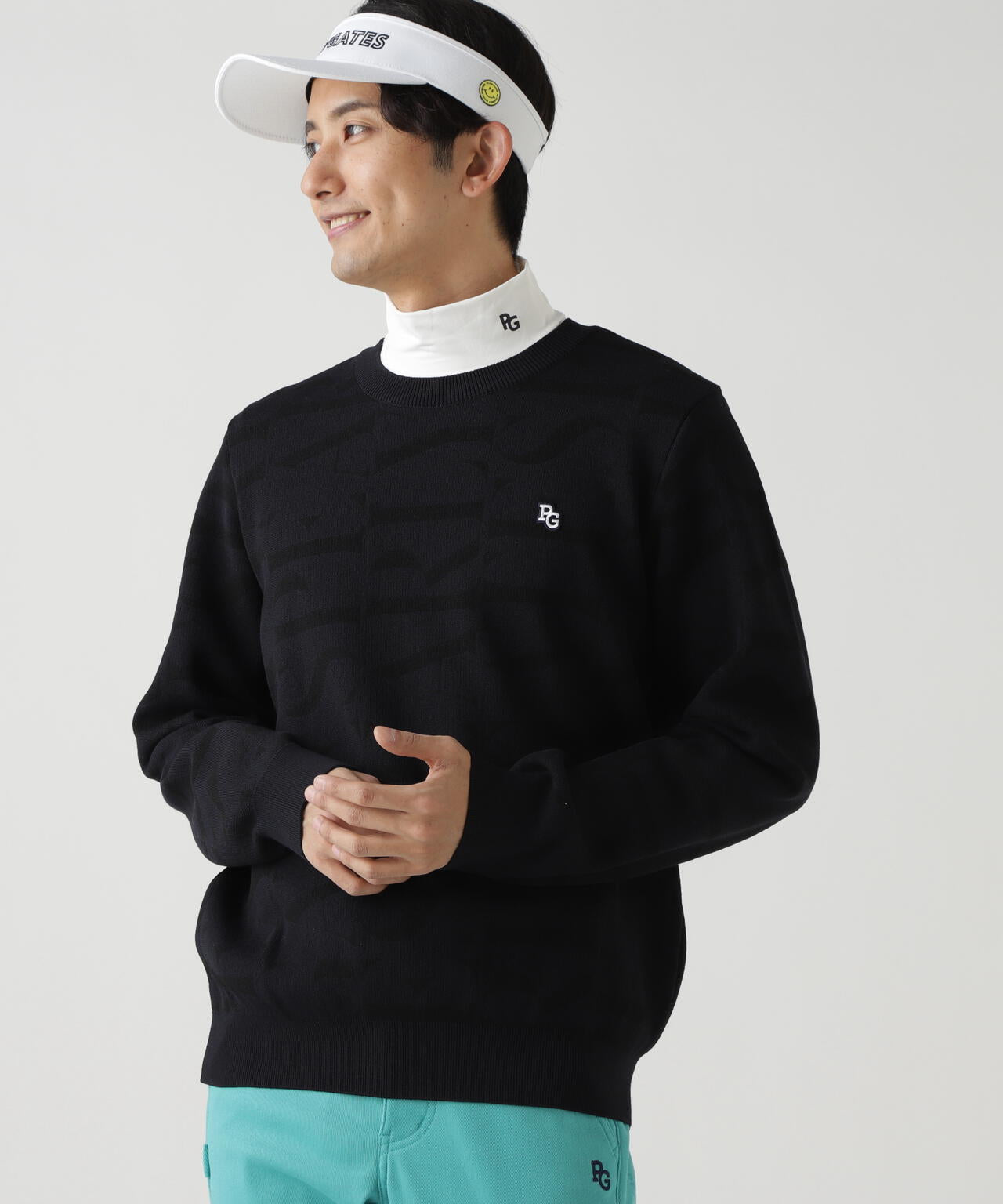 ダブルJQロゴ総柄クルーネックニットプルオーバー | PEARLY GATES