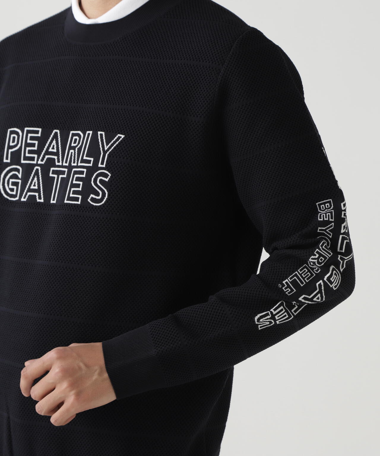 PG is PG ロゴジャガードクルーネックニットプルオーバー | PEARLY