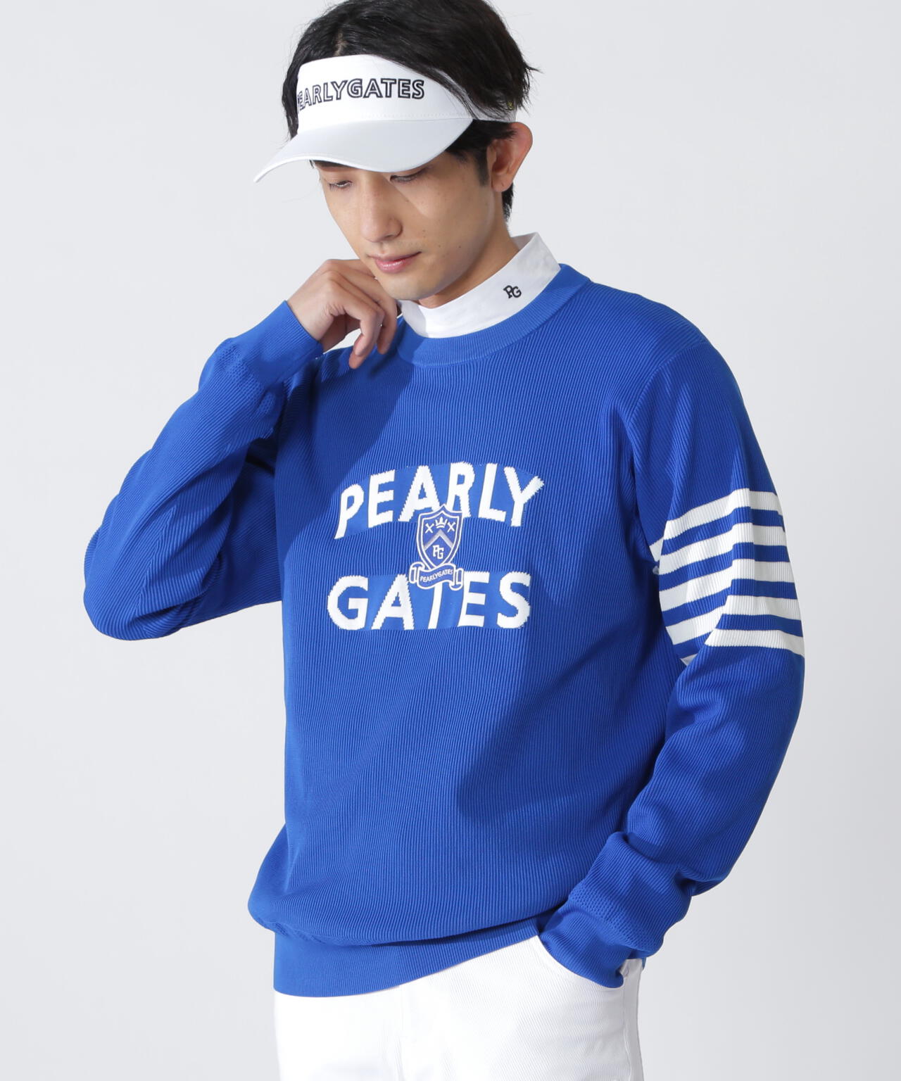 パーリーゲイツ　サイズ4 新品　セーター　ニット クルーネック エンブレムクルーネックニットプルオーバー | PEARLY GATES（パーリー