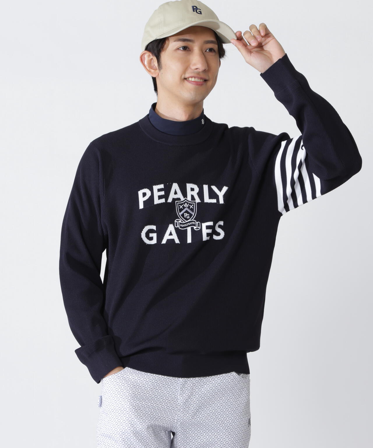 パーリーゲイツ　サイズ4 新品　セーター　ニット クルーネック エンブレムクルーネックニットプルオーバー | PEARLY GATES（パーリー