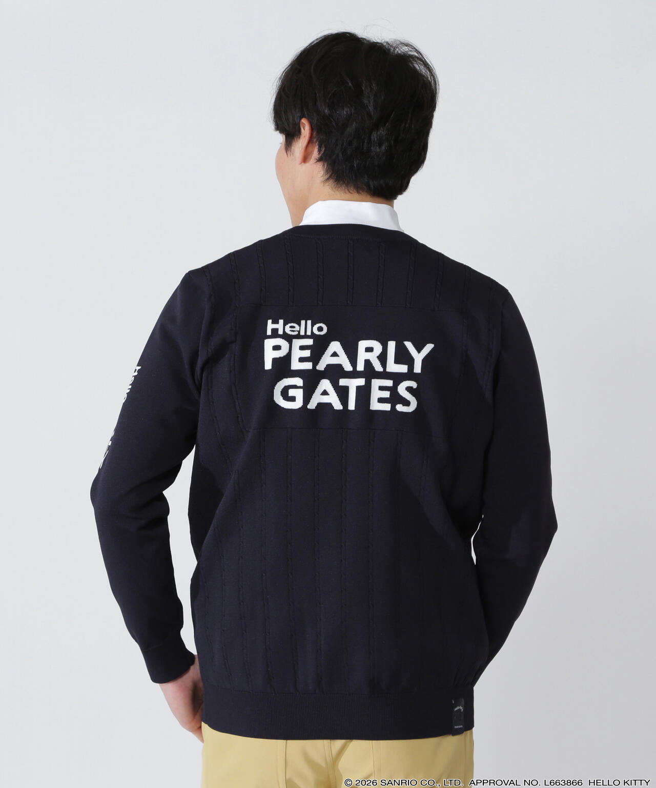 PEARLY GATES ロゴ 長袖ニット 4 ブラック 新品 パーリーゲイツ 長袖モックネック 袖ロゴ ブラック Mサイズ（4