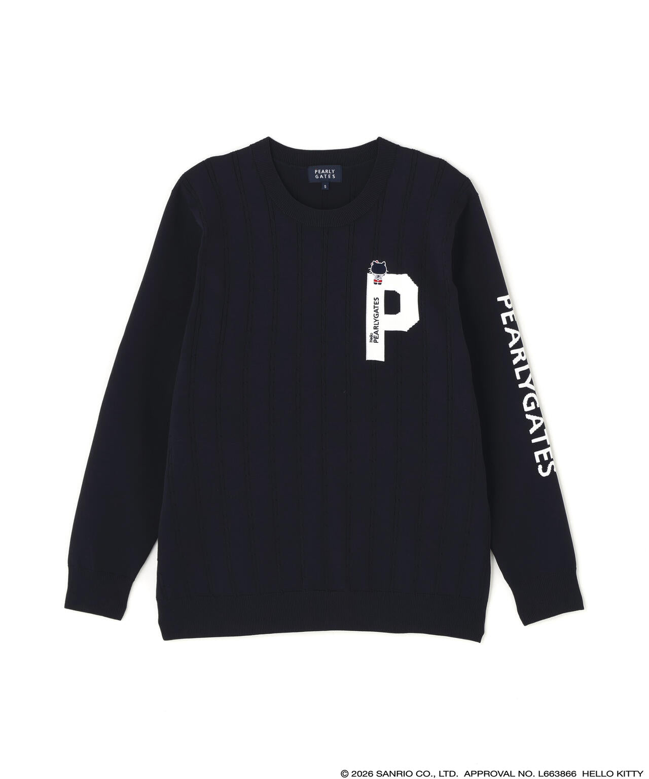 PEARLY GATES パーリーゲイツ クルーネックロゴニット ブラック 5 PEARLY GATES（パーリーゲイツ） ニット セーター 「PEARLY GATES」裏