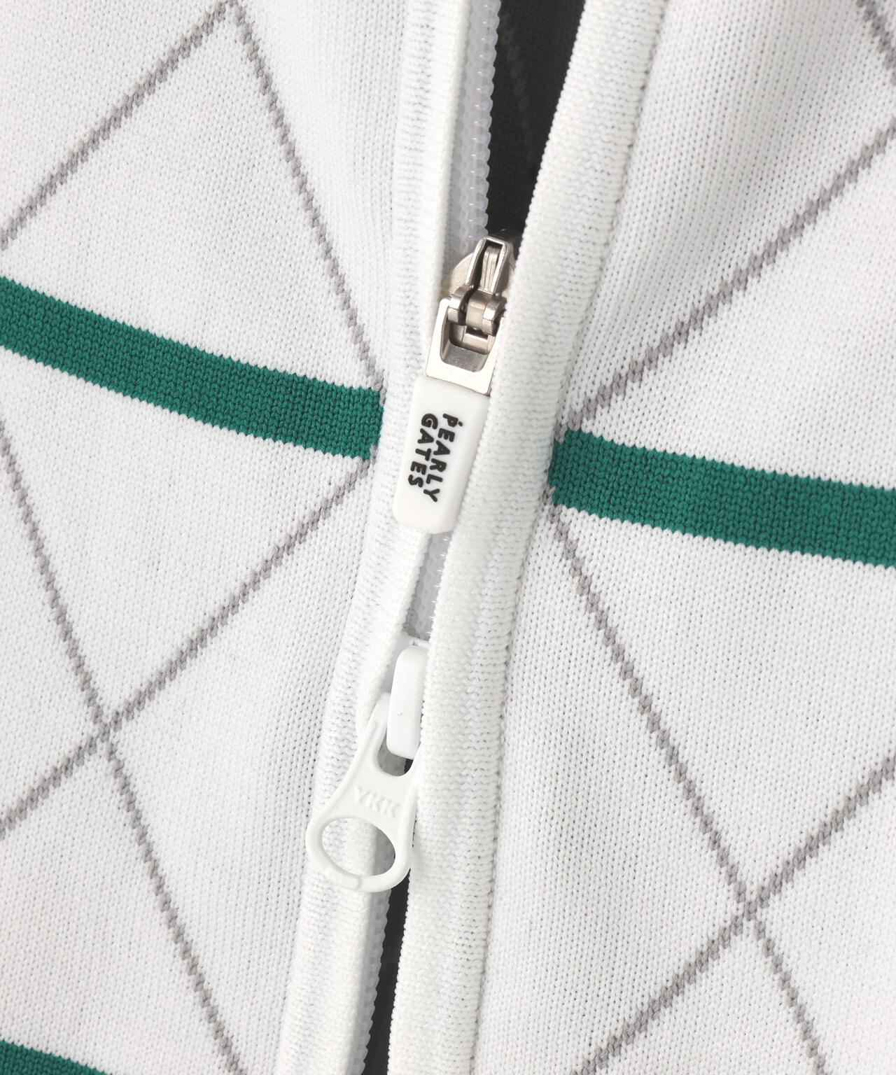 キルト風袋ジャガードフルジップニットフーディ