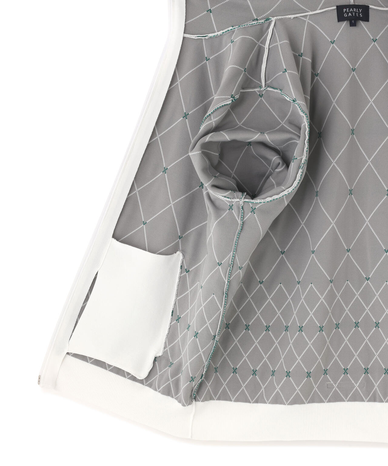 キルト風袋ジャガードフルジップニットフーディ