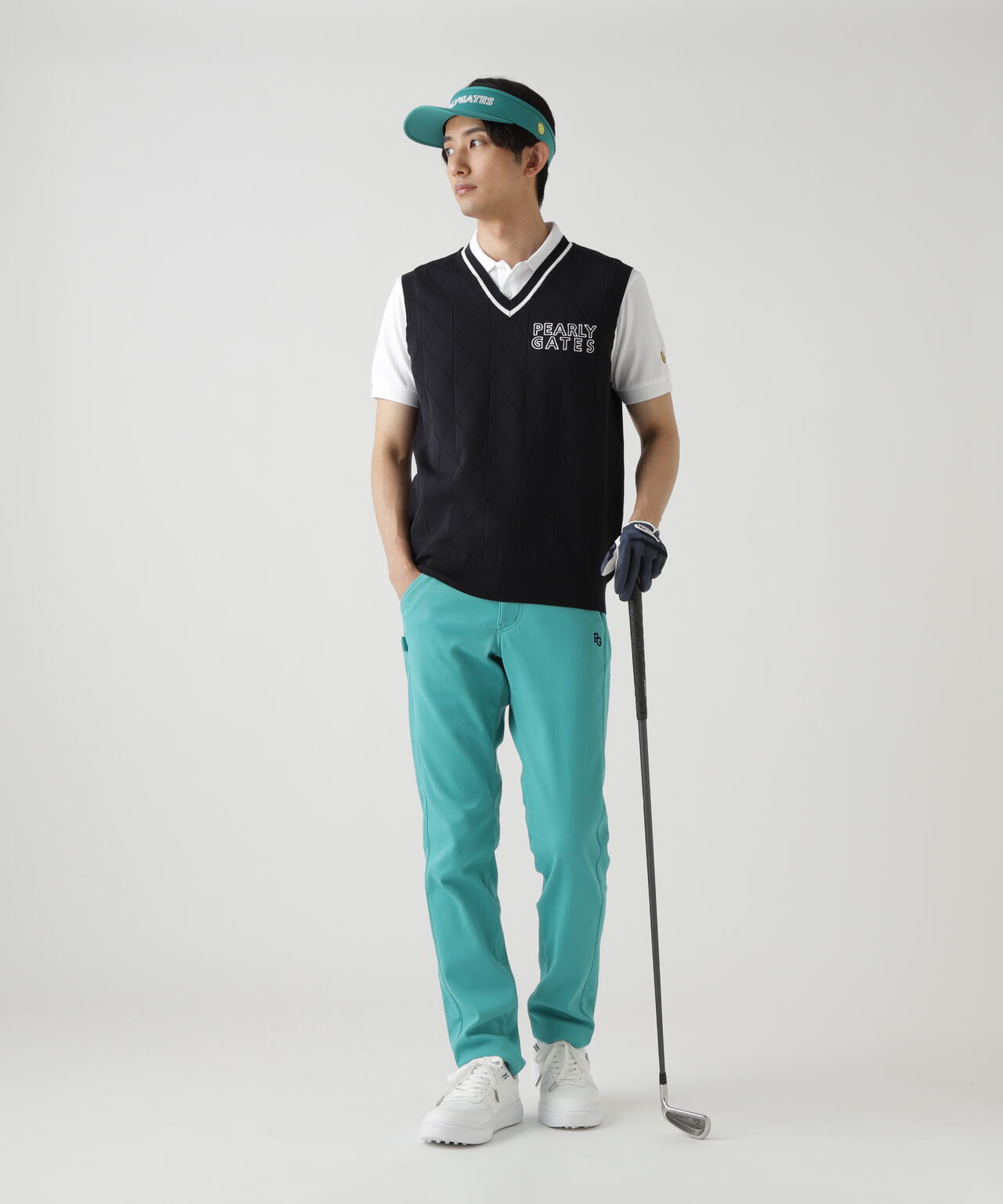 PG is PG ロゴジャガードVネックニットベストプルオーバー | PEARLY